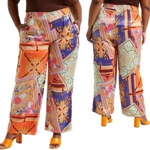 Ashley Stewart 22W-28W Printed Satin Pull-On Pants (AS02.12)